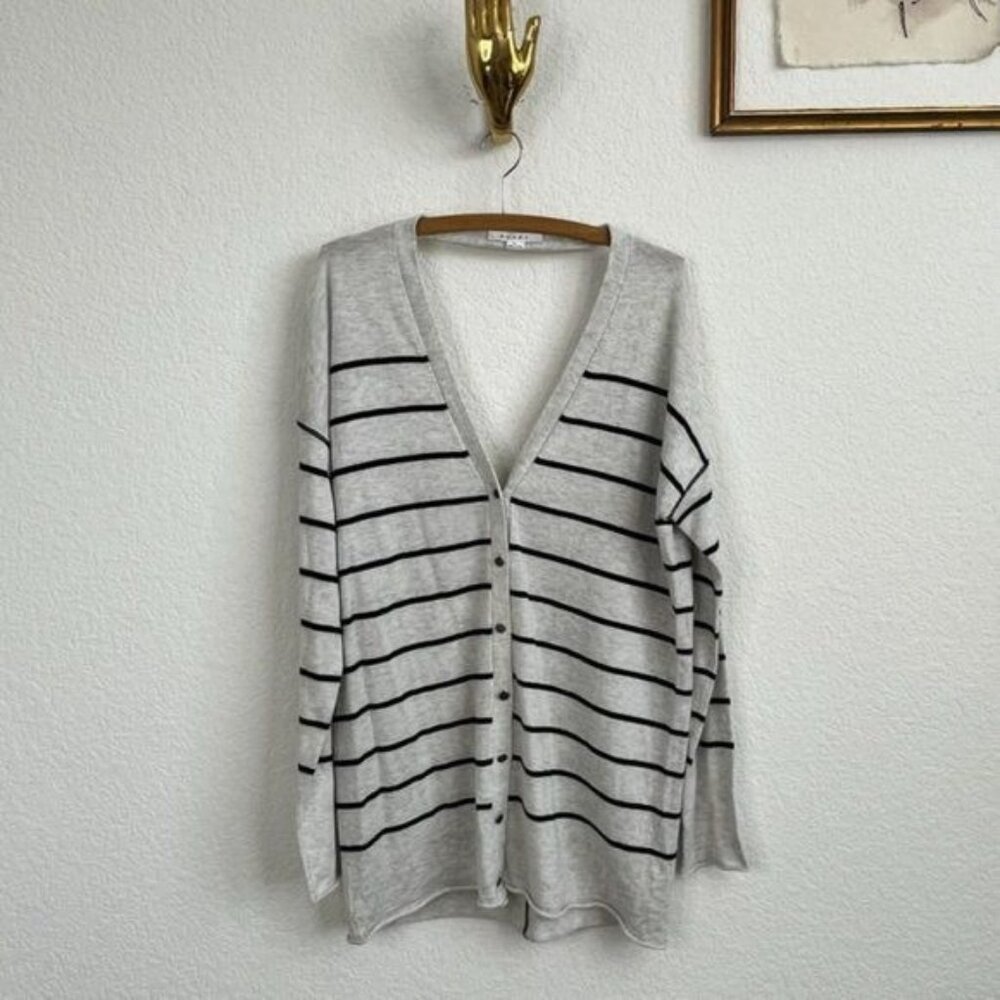Duffy Cashmere Striped Backless Sweater Cardigan